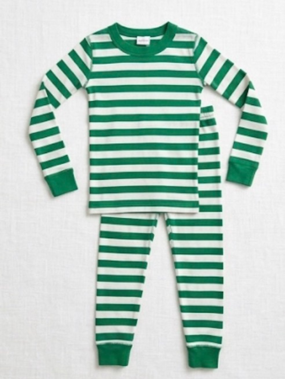 Hanna Andersson Green and White Striped Kids Pajama Set